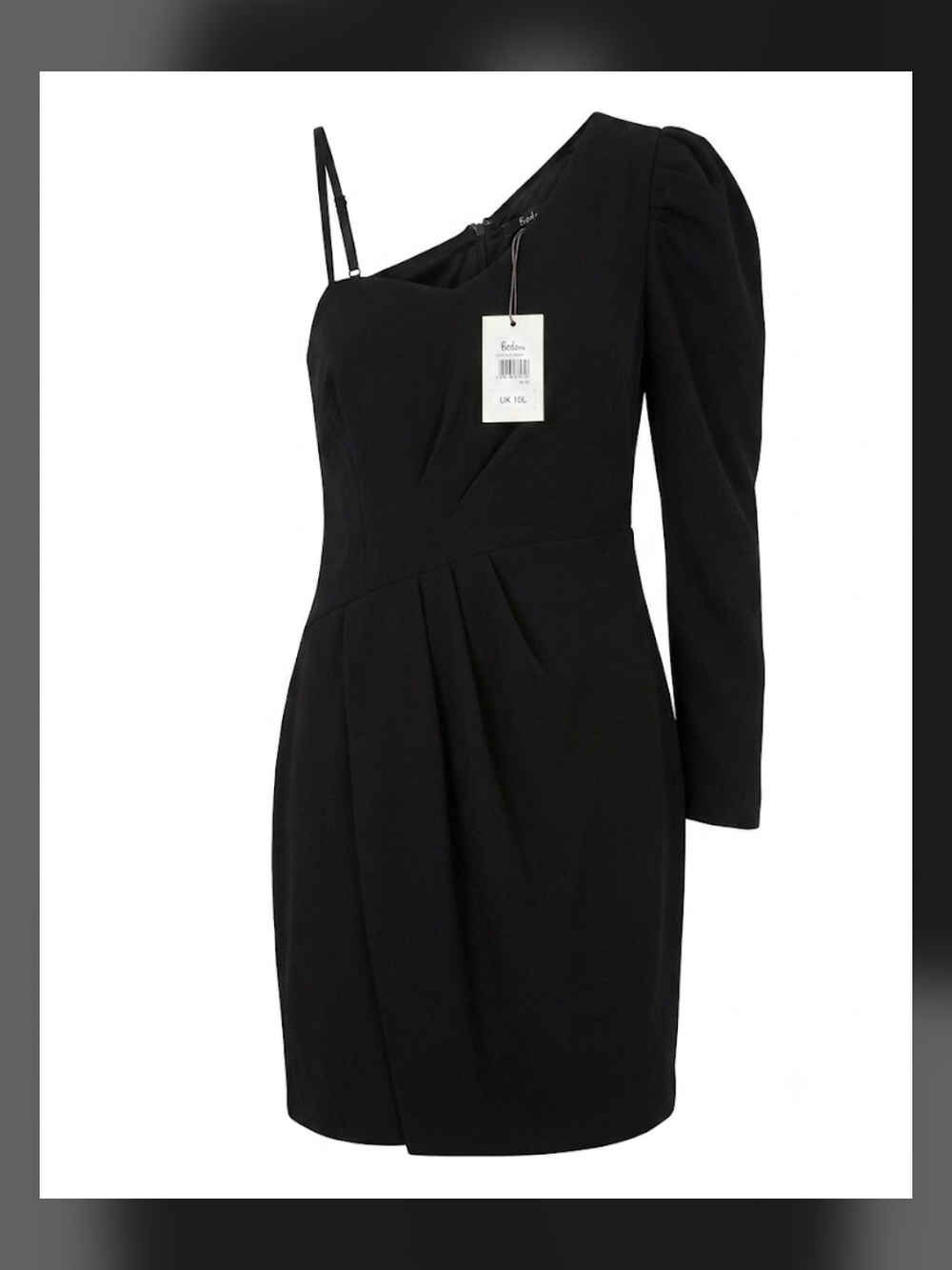 Bardot Black One-Shoulder Puff Sleeve Dress